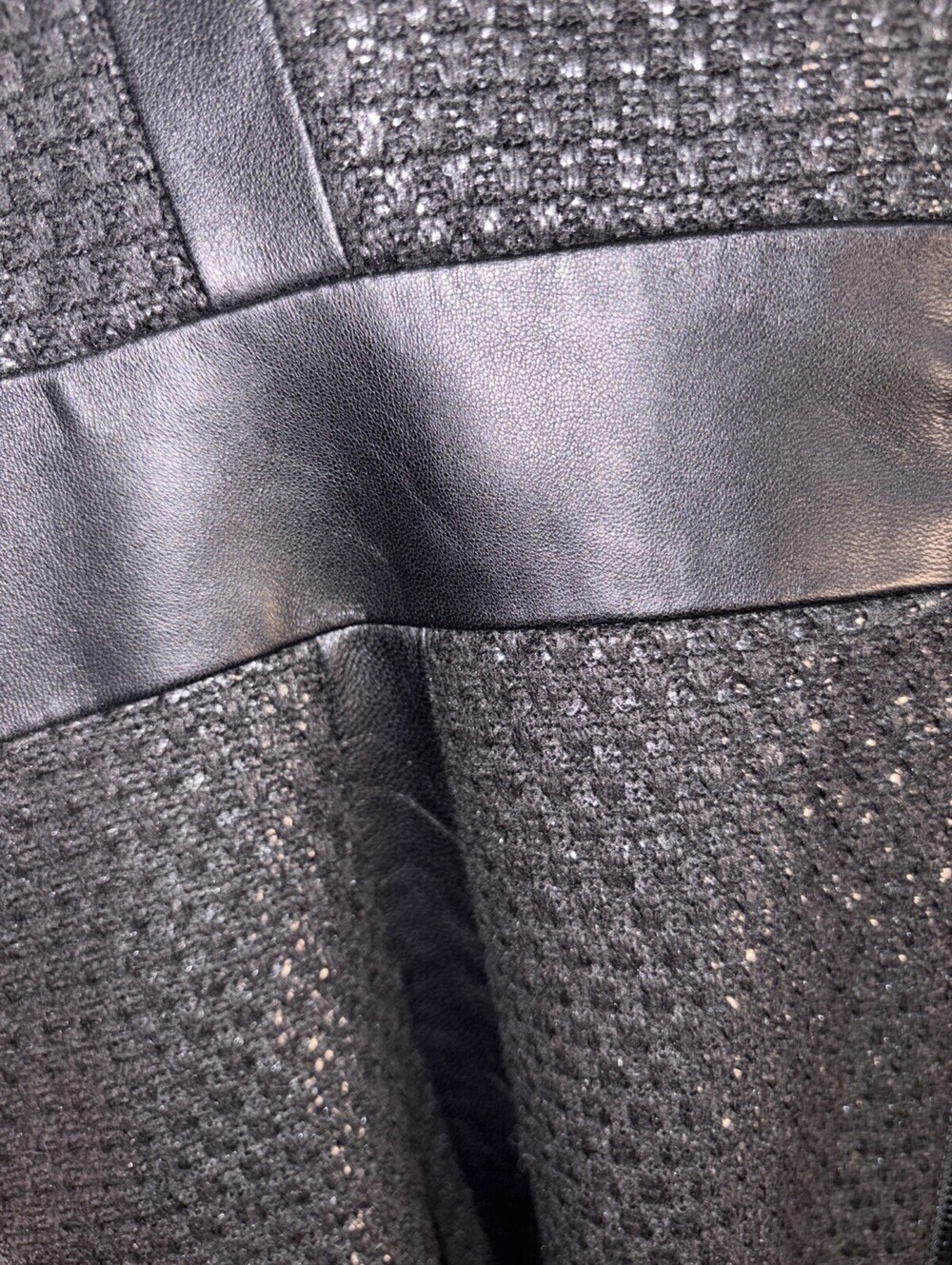 Milly Black Lambskin Trim With‎ Faux Metallic Fabric Size 8 Made In USA - Picture 15 of 16